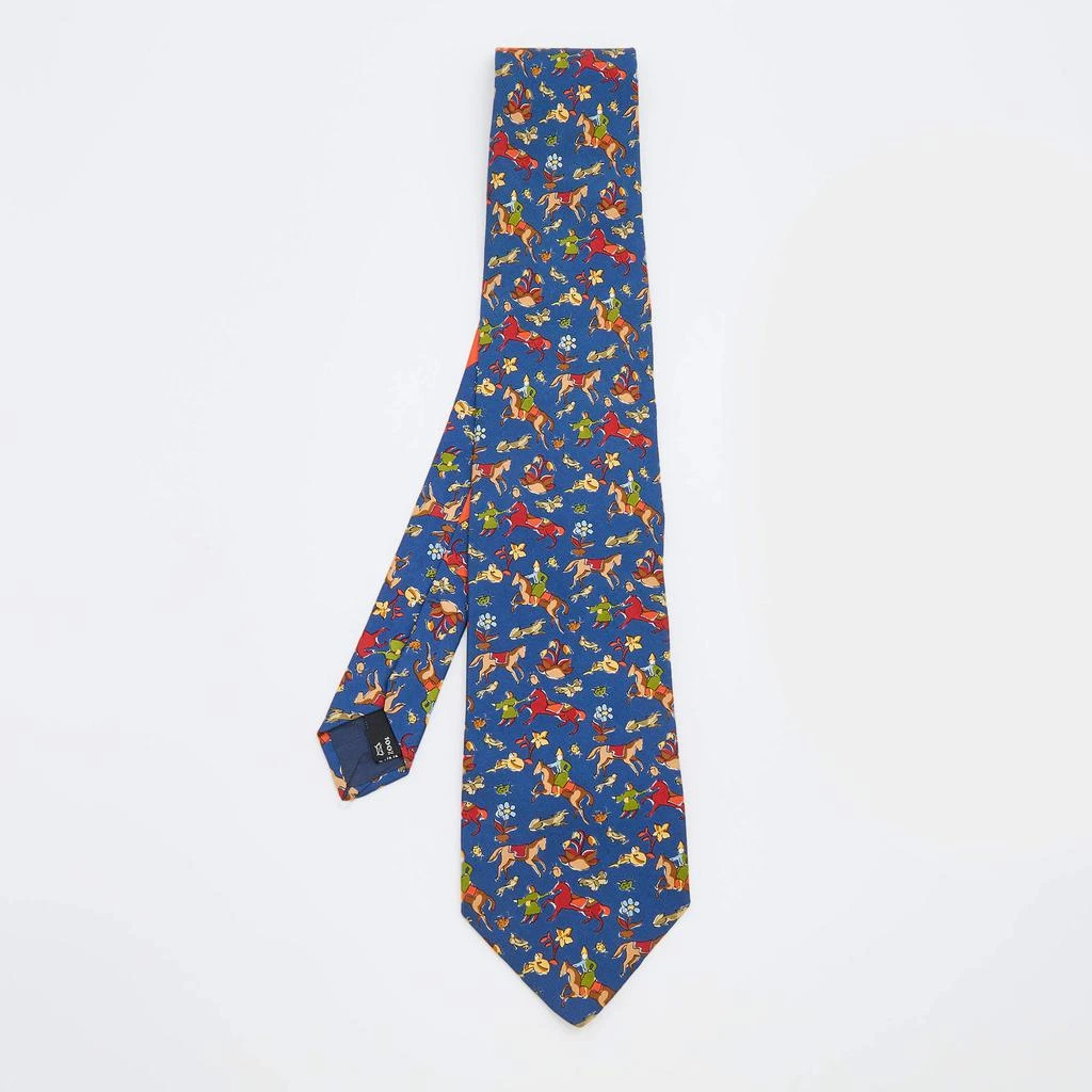 商品[二手商品] Salvatore Ferragamo|Salvatore Ferragamo Cobalt Blue Horse Print Silk Tie,价格¥887,第1张图片