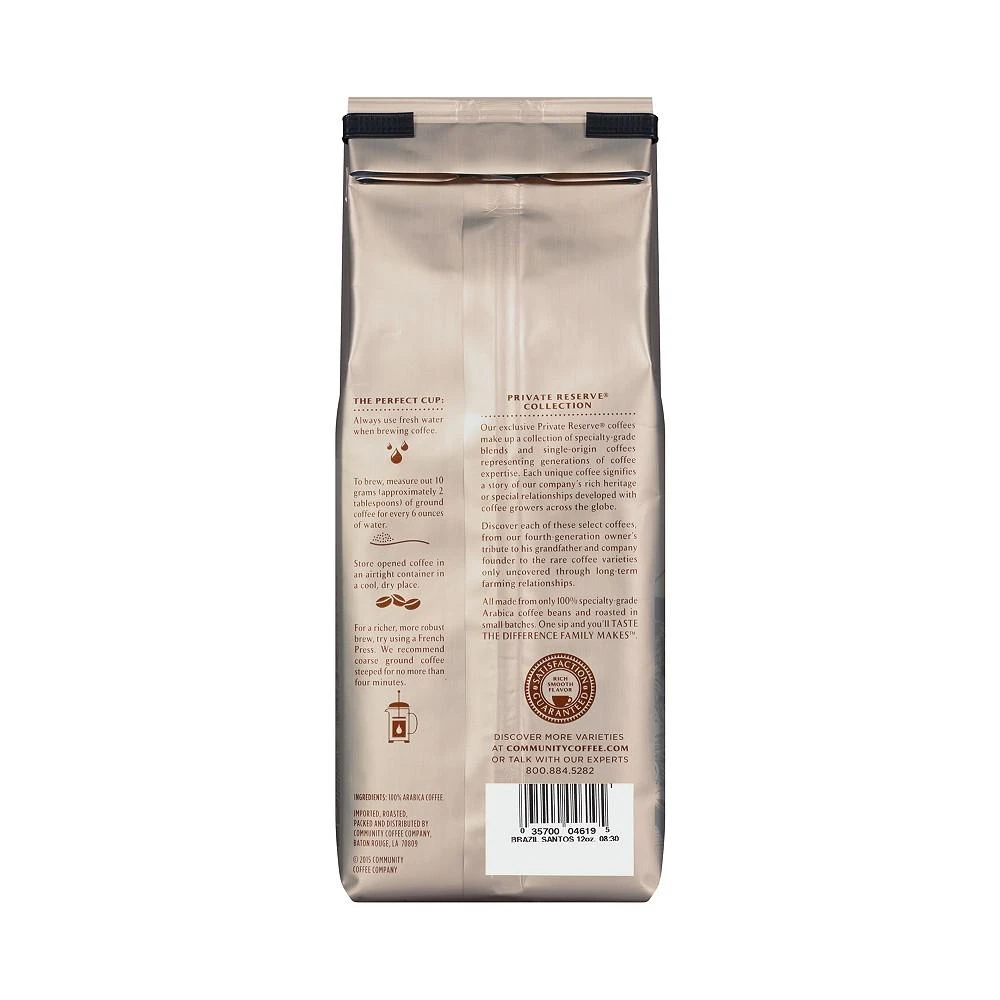 商品Community Coffee|Private Reserve Brazil Santos Medium-Dark Roast Specialty-Grade Ground Coffee, 12 Oz - 6 Pack,价格¥651,第3张图片详细描述