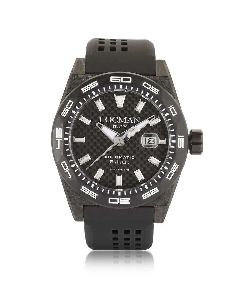 商品Locman 洛克曼|Stealth 300 mt 自动黑色碳纤维和钛表壳配硅胶表带男士手表,价格¥6046,第1张图片