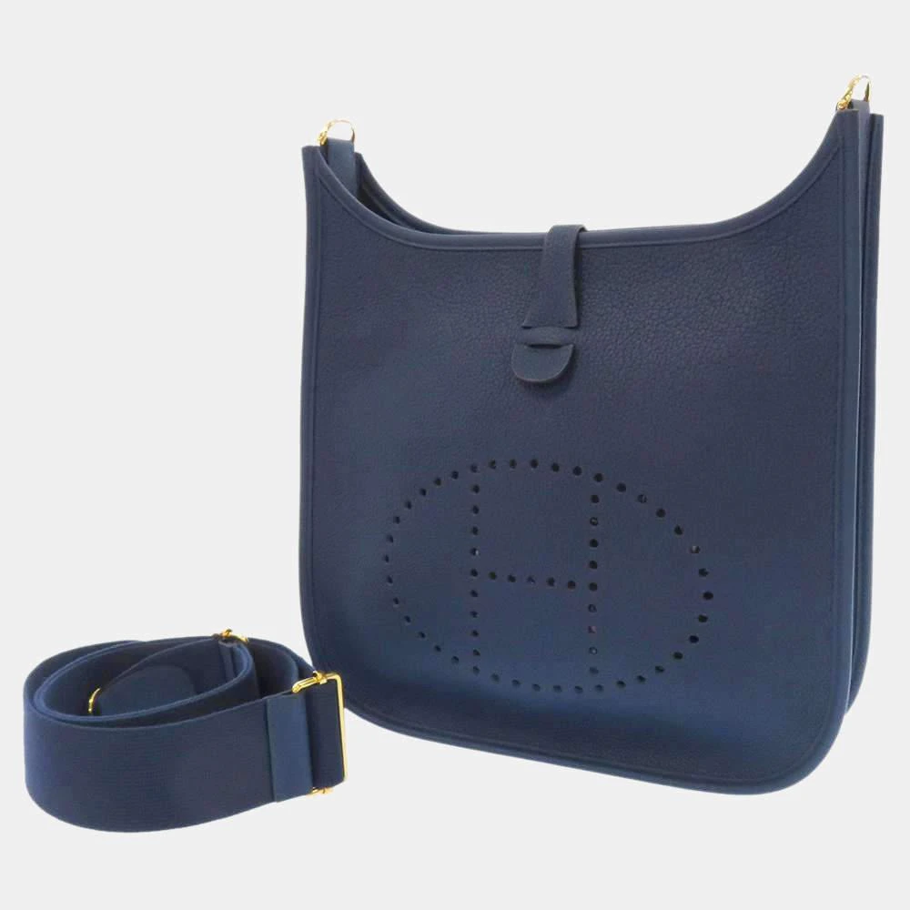 商品[二手商品] Hermes|Hermes Blue Clemence Leather Evelyne III PM Shoulder Bag ,价格¥31450,第1张图片
