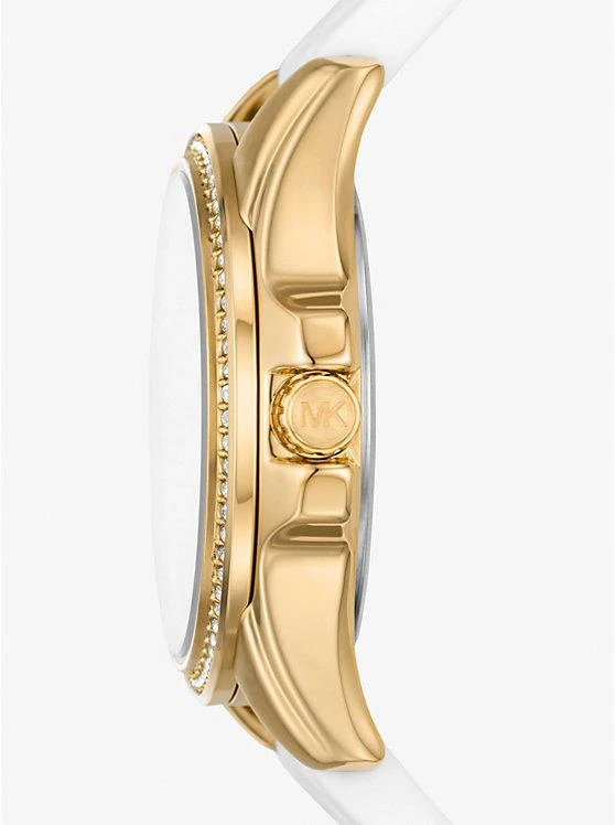 商品Michael Kors|Mini Pilot Pavé Gold-Tone and Logo Silicone Watch,价格¥743,第2张图片详细描述