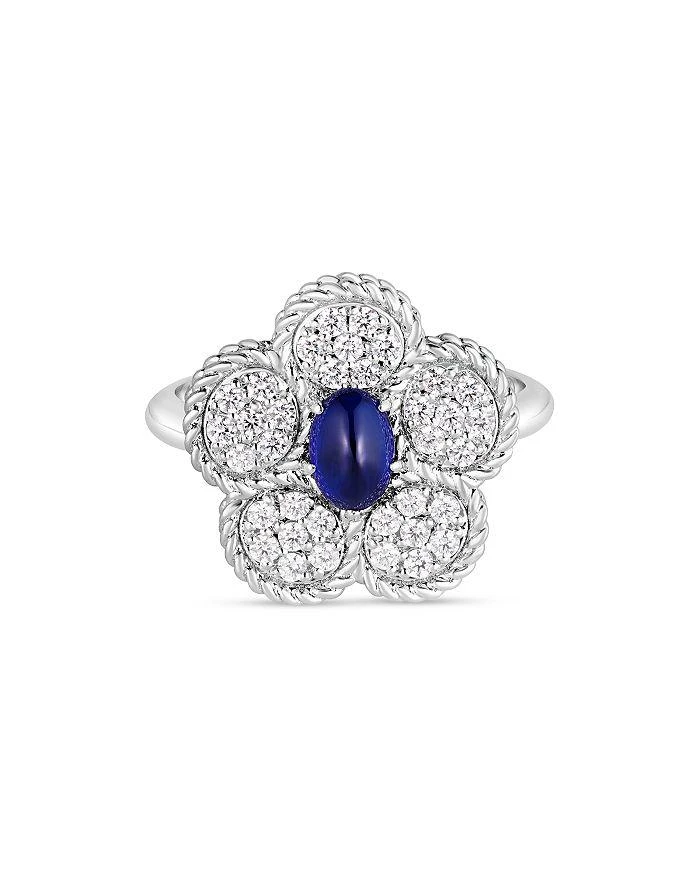 商品Roberto Coin|18K White Gold Daisy Blue Sapphire & Diamond Flower Ring - Exclusive,价格¥42730,第2张图片详细描述