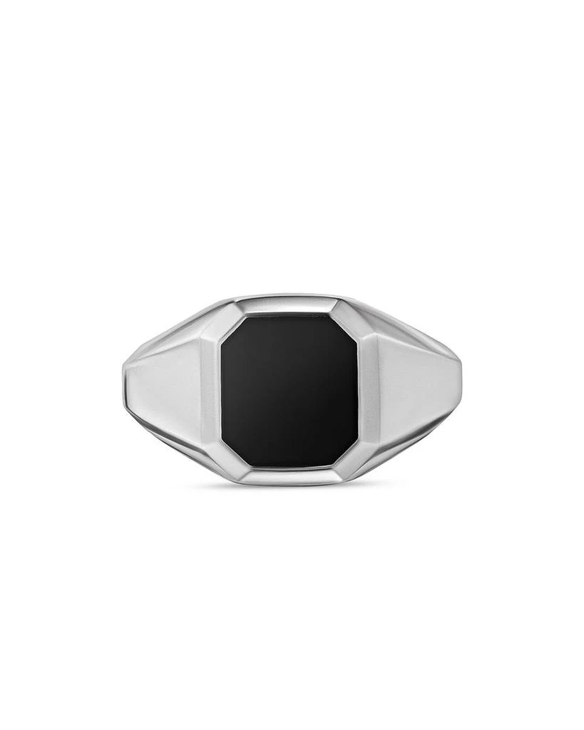 Men's Streamline® Signet Ring in Sterling Silver with Black Onyx, 14mm 商品