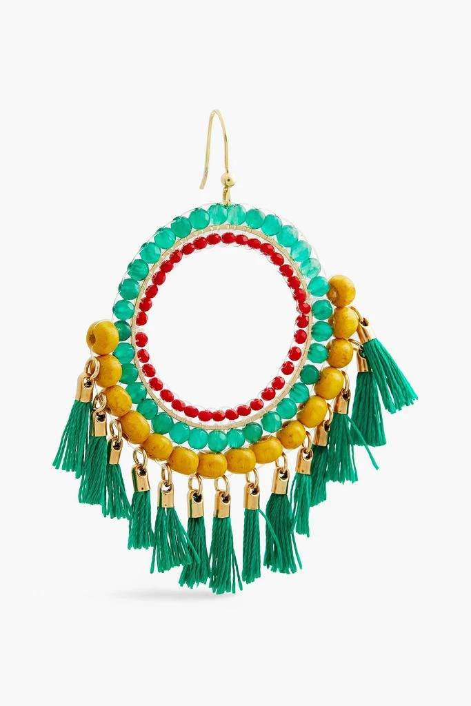 商品ROSANTICA|Gold-tone, bead and tassel hoop earrings,价格¥448,第3张图片详细描述