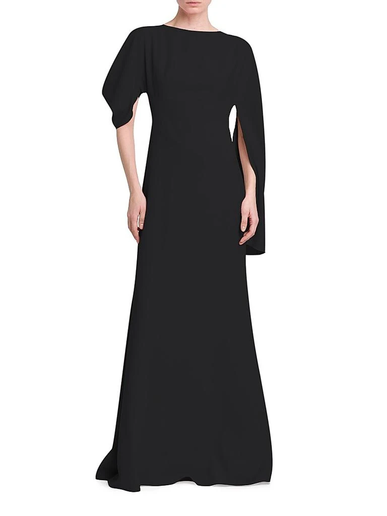 商品Alexander McQueen|Crepe Asymmetric Cape-Sleeve Gown,价格¥8523,第3张图片详细描述