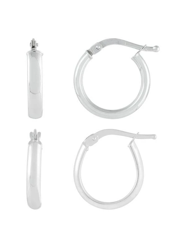 商品Saks Fifth Avenue|Set of 2 14K White Gold Hoop Earrings,价格¥2711,第1张图片