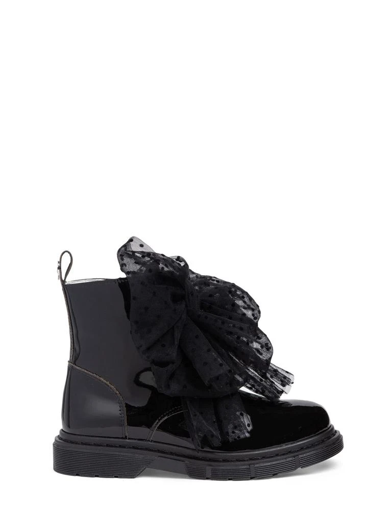 商品MONNALISA|Patent Leather Boots W/ Tulle Bow,价格¥2118,第1张图片