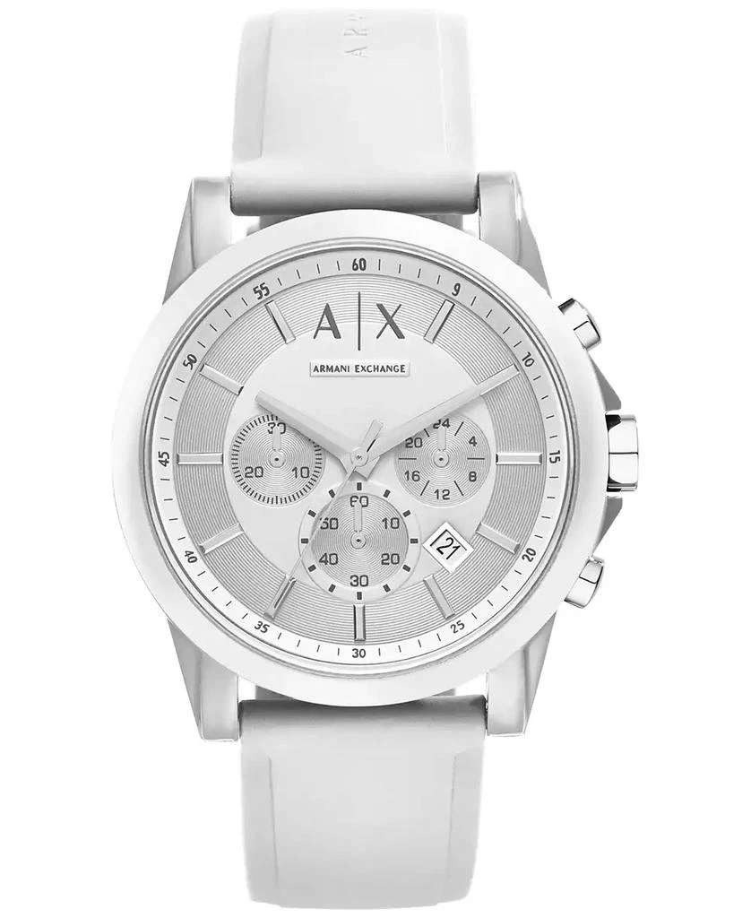 商品Armani Exchange|Unisex Chronograph White Silicone Strap Watch 44mm AX1325,价格¥1065,第1张图片