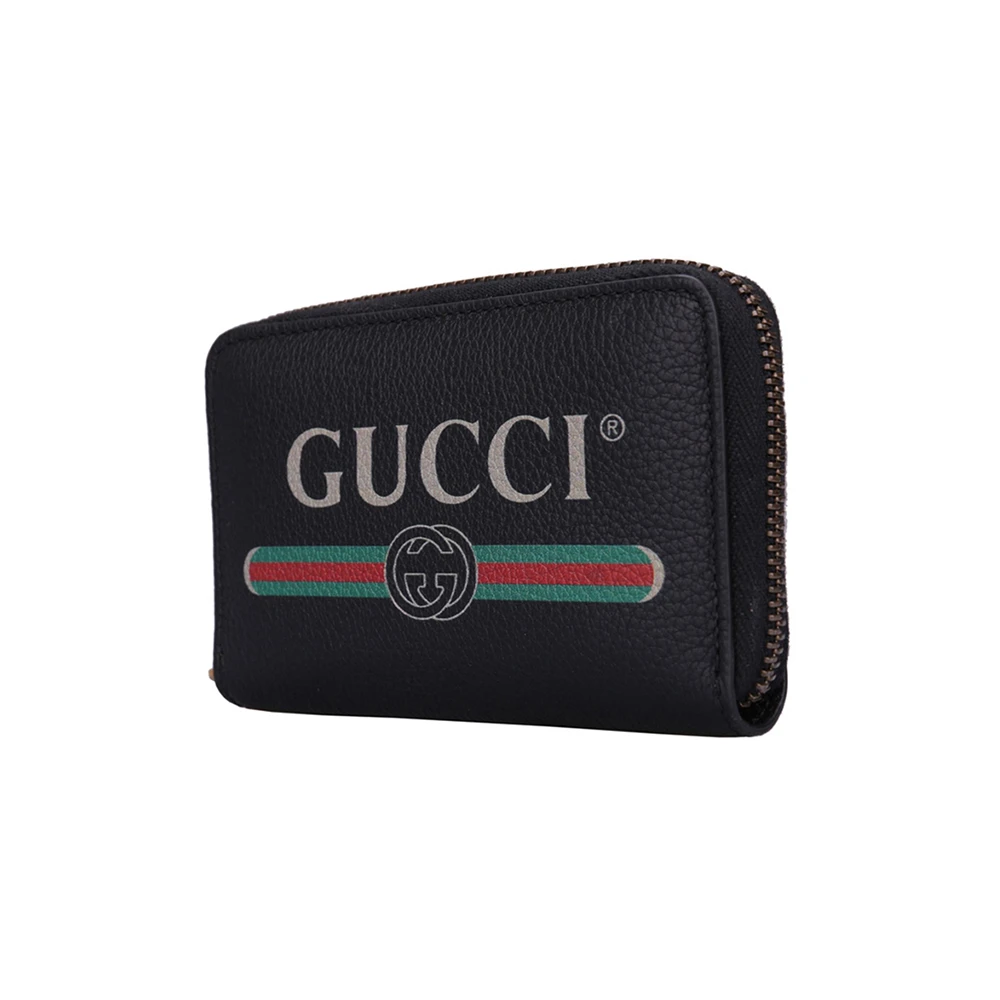 GUCCI 中性黑色牛皮字母印花零钱包 496319-0GCAT-8163 商品