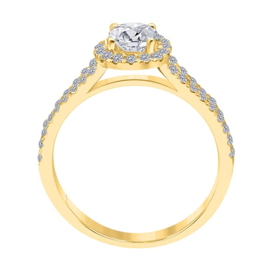 商品Maulijewels|1.25 Carat Cushion Halo Real White Diamond Engagement Wedding Ring In 14k Yellow Gold,价格¥10912,第3张图片详细描述