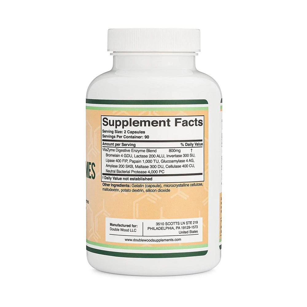 商品Double Wood Supplements|Essential Digestive Enzymes - 180 capsules, 800 mg servings,价格¥149,第3张图片详细描述