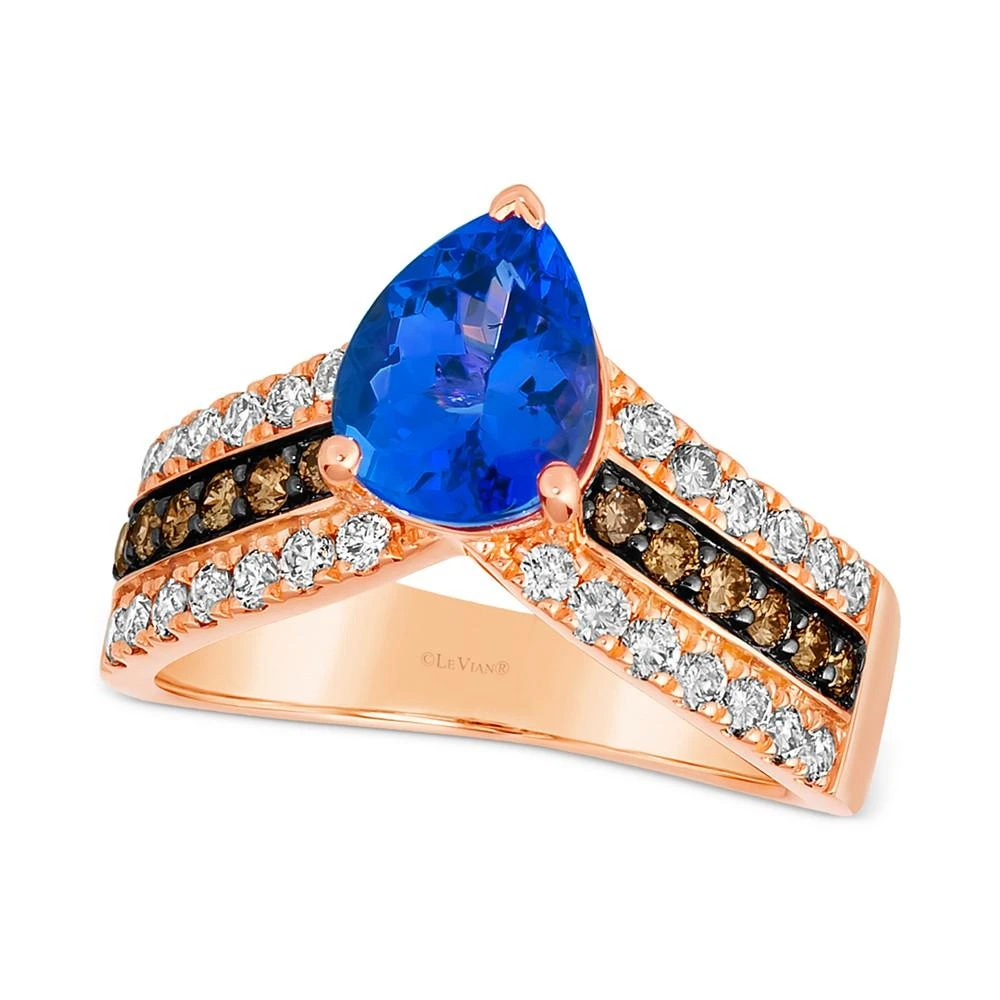 商品Le Vian|Blueberry Tanzanite (1-1/2 ct. t.w.) & Diamond (3/4 ct. t.w.) V Ring in 14k Rose Gold,价格¥36613,第1张图片