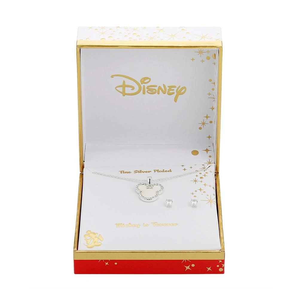 商品Disney|Cubic Zirconia and Crystal Mickey Mouse Necklace and Earring (0.43 ct. t.w. / 0.01 ct. t.w.) in Silver-Tone Set 3 Piece,价格¥115,第2张图片详细描述