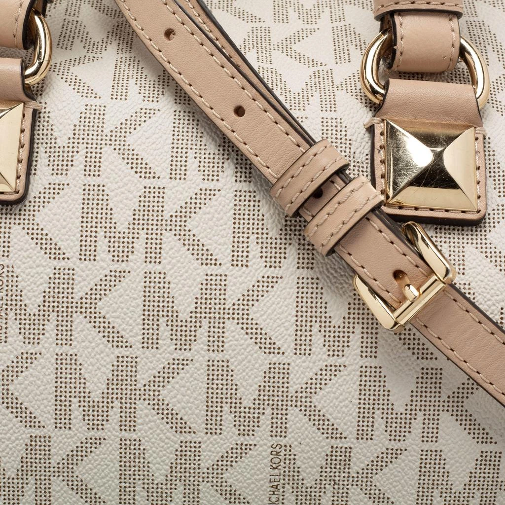 商品[二手商品] Michael Kors|MICHAEL Michael Kors White/Beige Signature Coated Canvas and Leather Grayson Boston Bag,价格¥1133,第5张图片详细描述