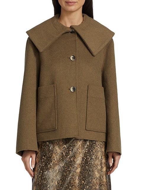 商品Ganni|Collared Wool Blend Jacket,价格¥3546,第5张图片详细描述