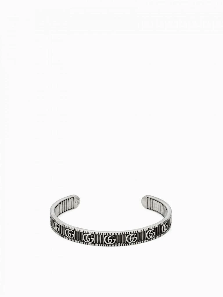 商品Gucci|GG Marmont Cuff Gucci bracelet in silver with GG monogram and striped pattern,价格¥3091,第1张图片