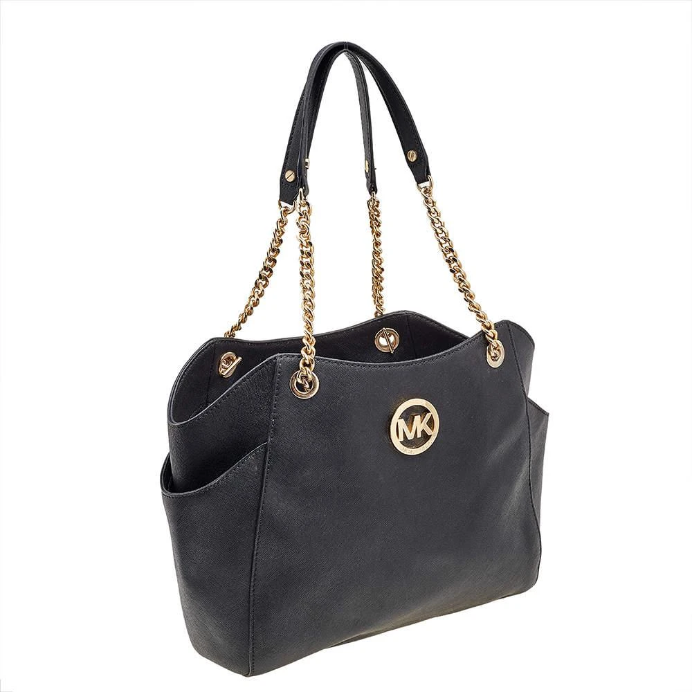 商品[二手商品] Michael Kors|MICHAEL Michael Kors Black Leather Jet Set Travel Chain Tote,价格¥807,第3张图片详细描述