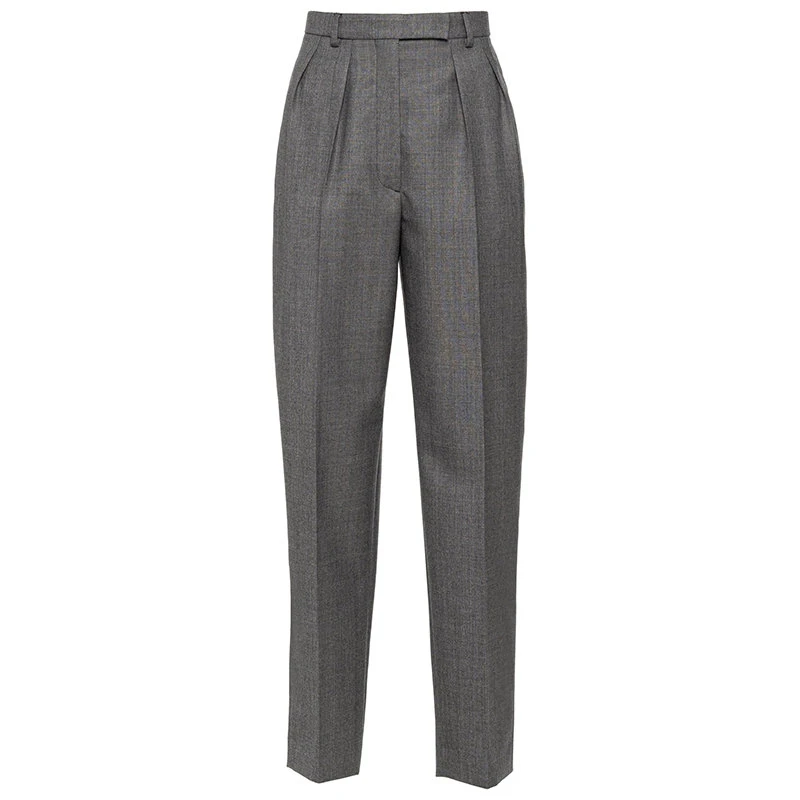 商品Prada|【预售3-7天】PRADA/普拉达 21年秋冬 女士花岗岩灰羊毛长裤P241E_1JTU_F073X_S_211,价格¥8087,第1张图片