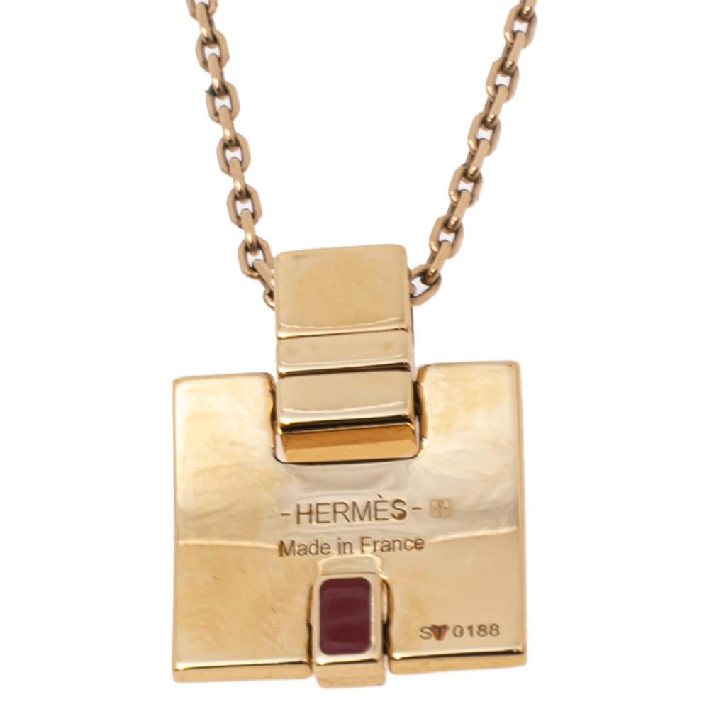 Hermes Eileen Red Enamel Gold Tone Metal Pendant商品第5张图片规格展示