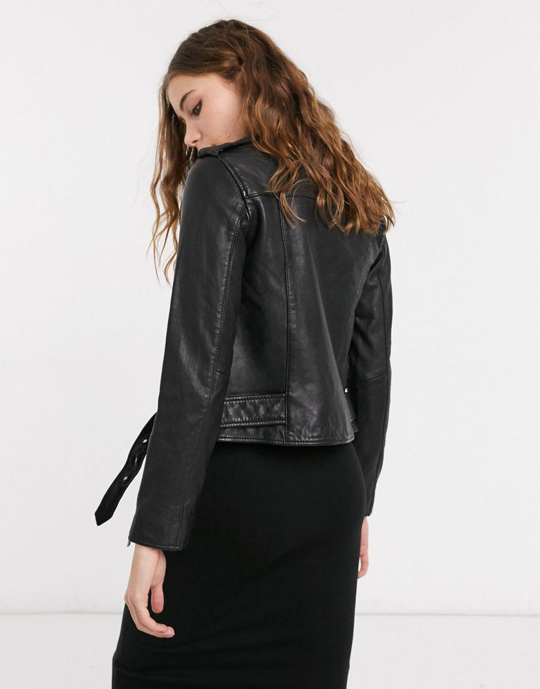 AllSaints Balfern leather biker jacket in black商品第2张图片规格展示