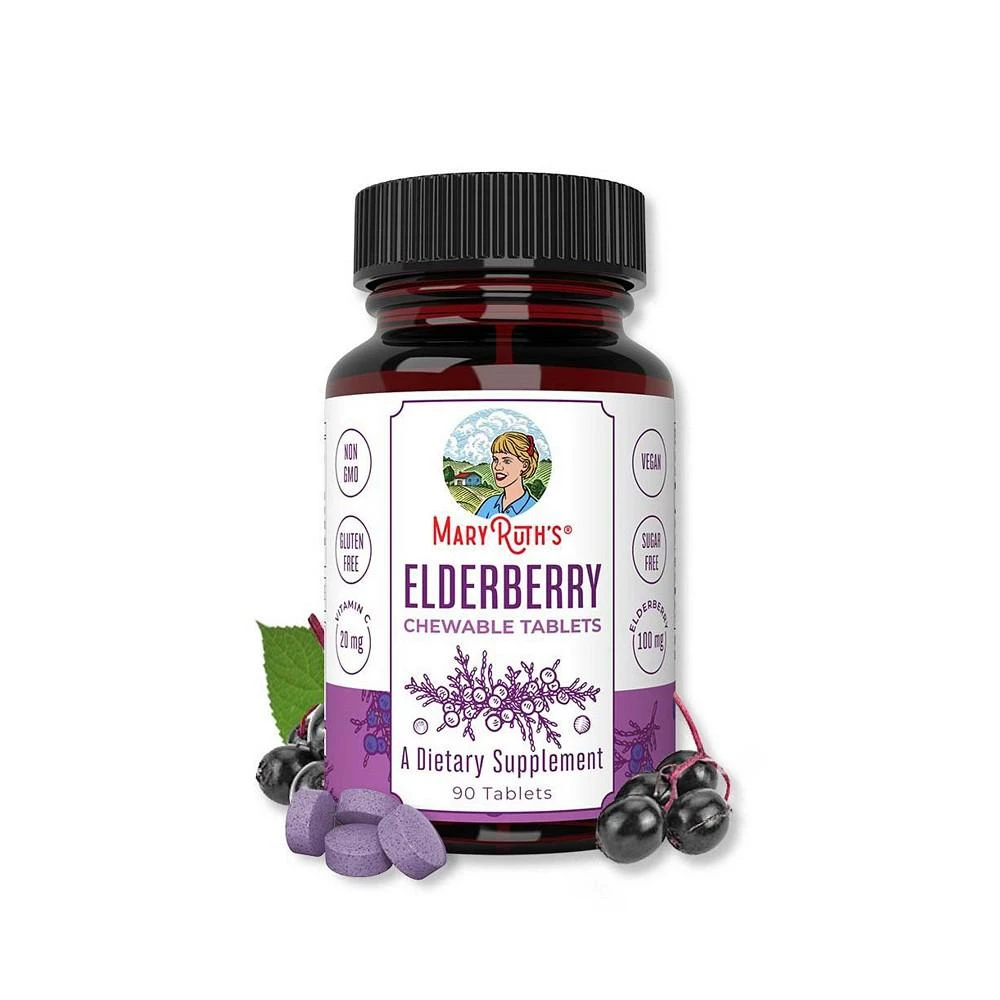 商品MaryRuth Organics|Elderberry Chewable Tablets, Blueberry Raspberry, 90ct,价格¥134,第1张图片