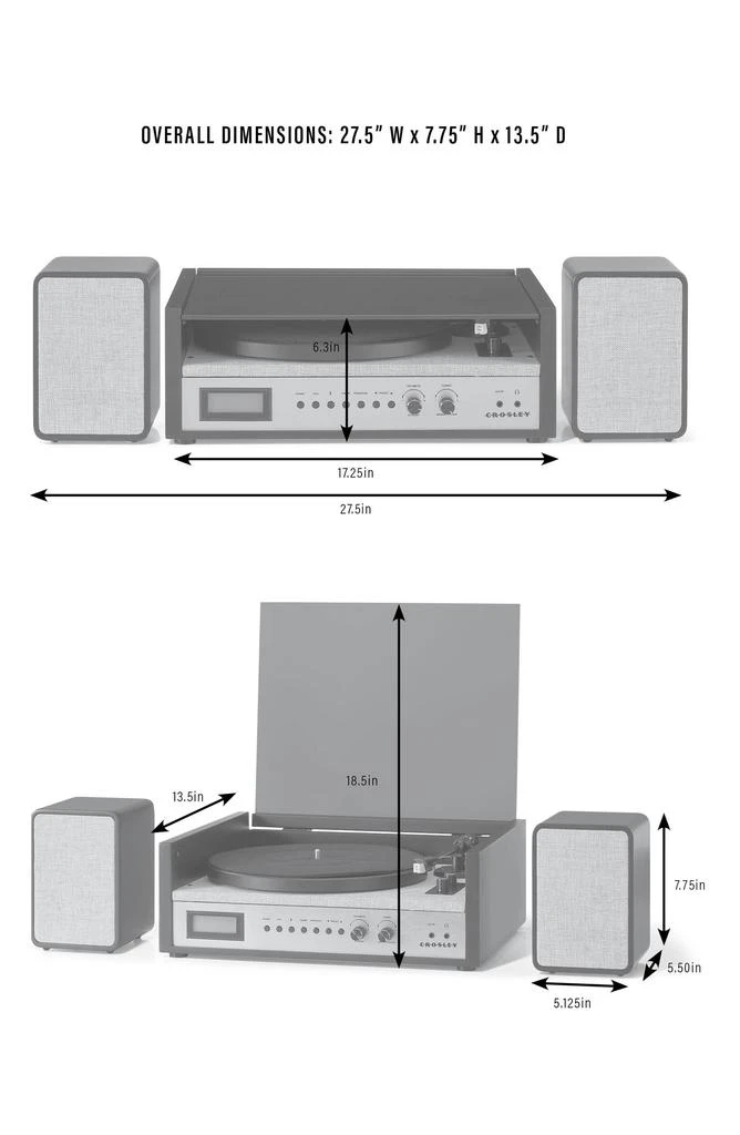 商品Crosley|Coda Record Player with Speakers,价格¥2186,第3张图片详细描述