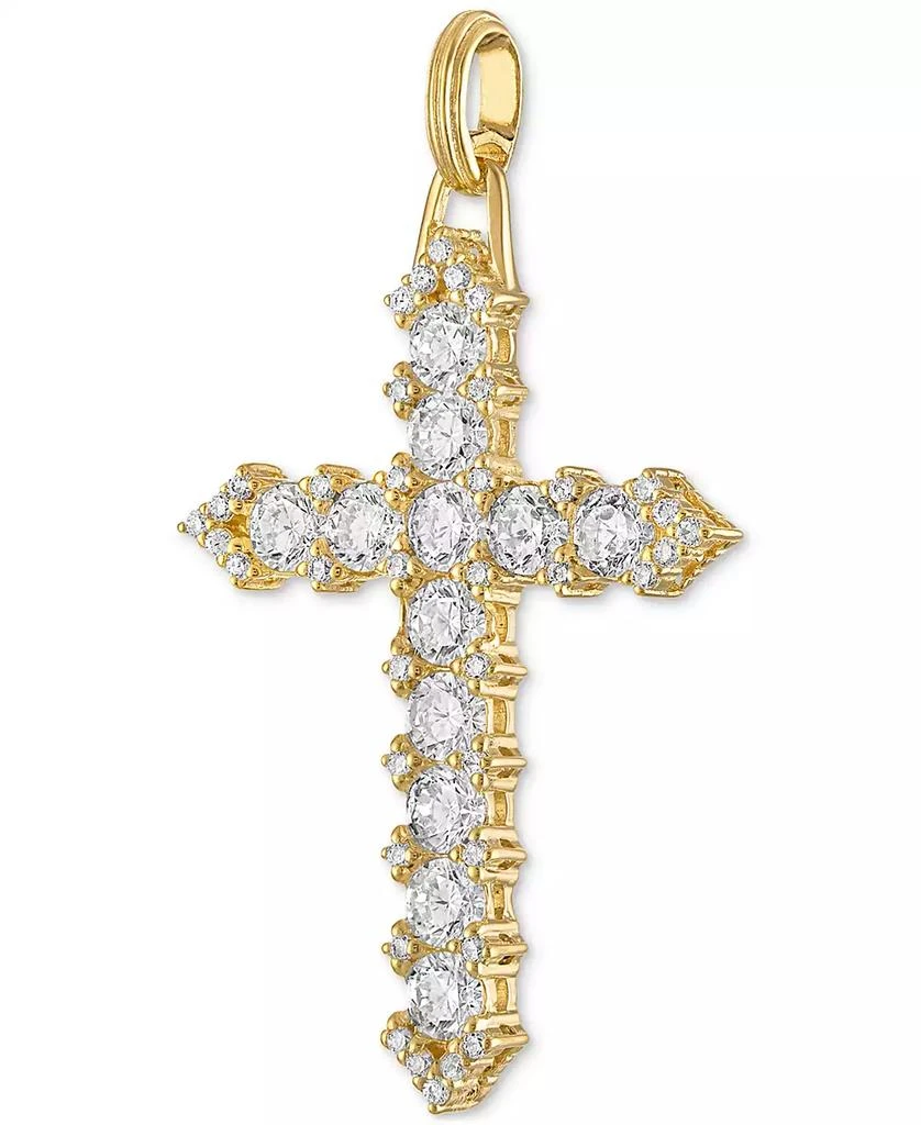 商品Esquire Men's Jewelry|Cubic Zirconia Cross Pendant in 14k Gold-Plated Sterling Silver, Created for Macy's,价格¥1517,第2张图片详细描述