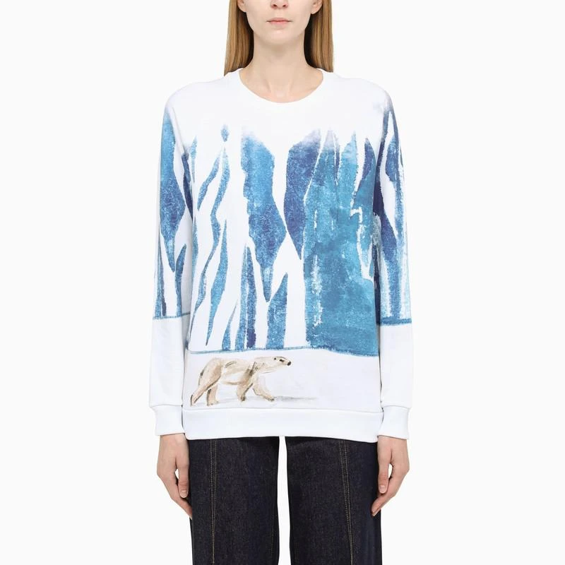 商品Chloé|White/blue cotton crew-neck sweatshirt,价格¥2073,第1张图片