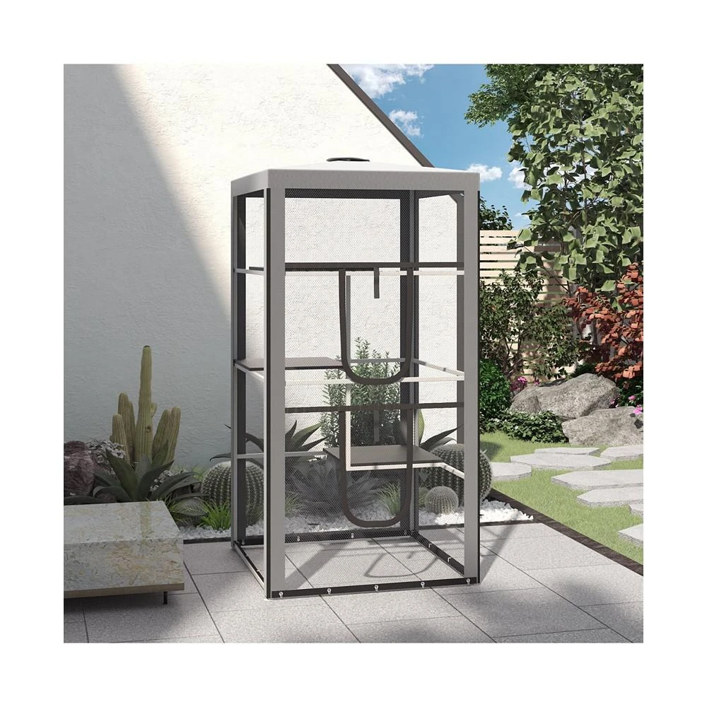 商品PawHut|Large Outdoor Cat House Indoor Pet Playpen w/ 3 Platforms 4 Sandbags,价格¥1786,第2张图片详细描述