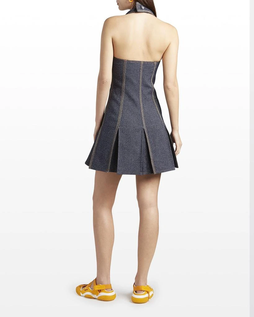 商品Bottega Veneta|Zip-Front Denim Twill Halter Mini Dress,价格¥5679,第4张图片详细描述