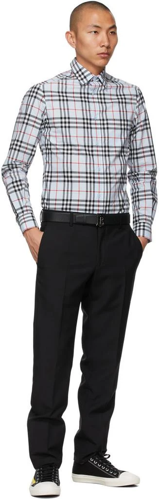 商品Burberry|Blue Poplin Check Logo Appliqué Shirt,价格¥3191,第4张图片详细描述