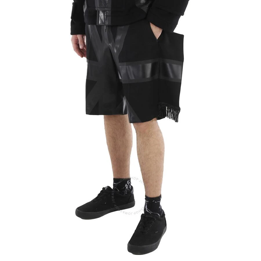 商品Burberry|Black Union Jack Fringe Detail Wool Shorts,价格¥678,第3张图片详细描述