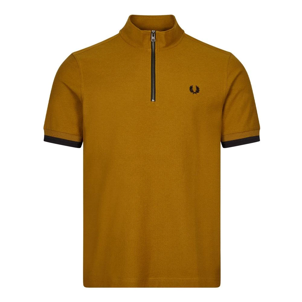 商品Fred Perry|Fred Perry Funnel Neck Polo Shirt - Dark Caramel,价格¥274,第1张图片