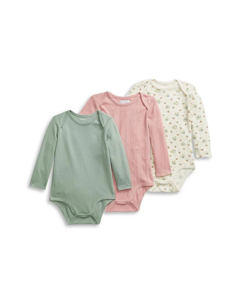 商品Ralph Lauren|Girls' Pointelle-Knit Cotton Bodysuits, 3 Pack - Baby,价格¥418,第1张图片