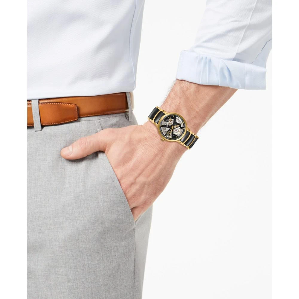 商品Rado|Men's Swiss Automatic Centrix Open Heart Black Ceramic and Gold-Tone Stainless Steel Bracelet Watch 38mm R30180162,价格¥17271,第4张图片详细描述