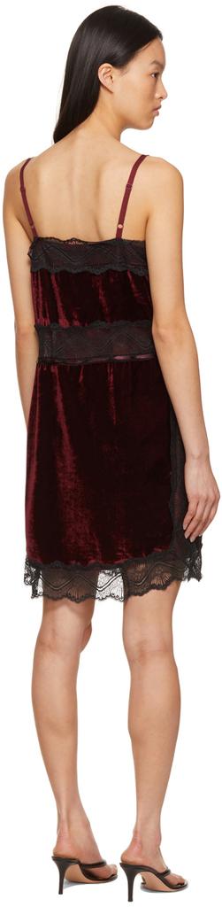 Burgundy 'The Velvet Mini Slip Dress' Dress商品第3张图片规格展示