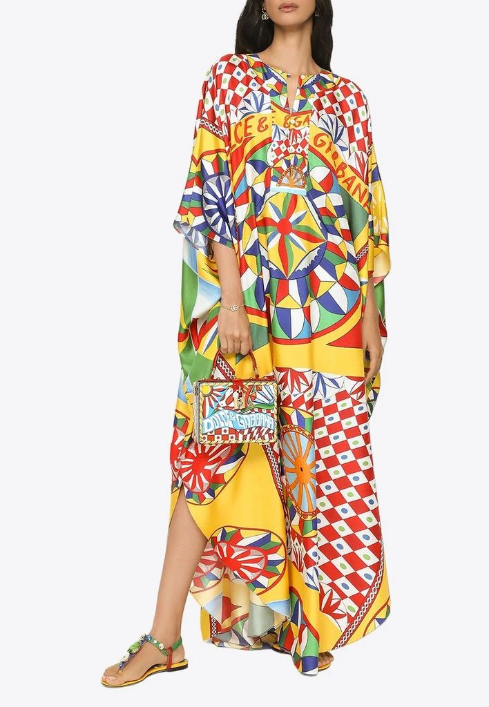 商品Dolce & Gabbana|Carretto Print Silk Maxi Kaftan Dress,价格¥18656,第1张图片