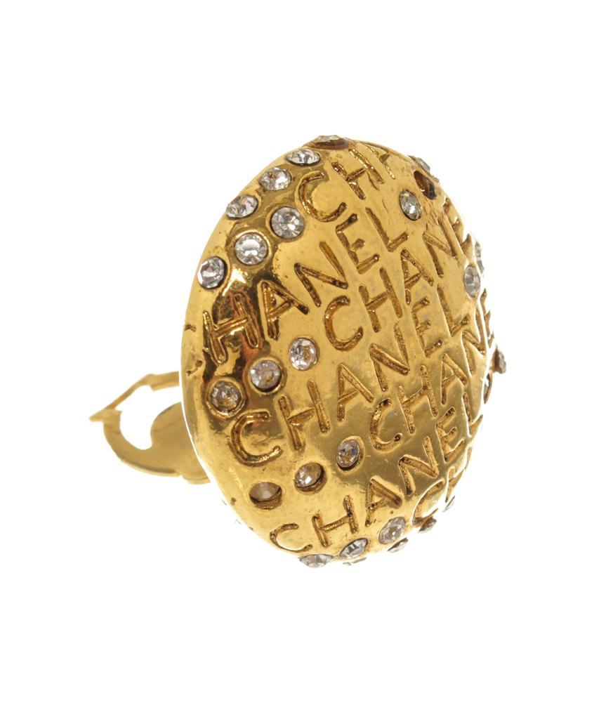 商品[二手商品] Chanel|Chanel Gold CC Rhinestone Clip On Earrings,价格¥7844,第7张图片详细描述