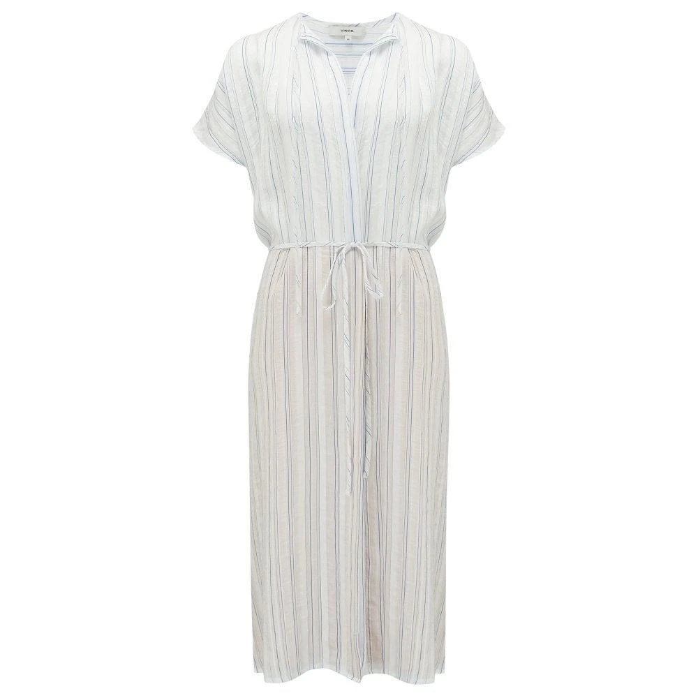 商品Vince|Short Sleeve Drapey Stripe Shirred Dress,价格¥1753,第1张图片