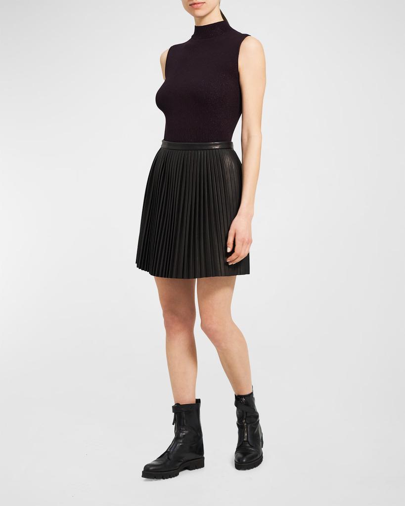 Pleated Leather Mini Skirt商品第3张图片规格展示