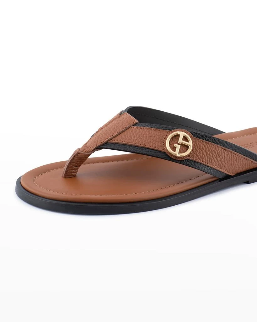 商品Giorgio Armani|Men's Leather Logo Thong Sandals,价格¥4387,第4张图片详细描述