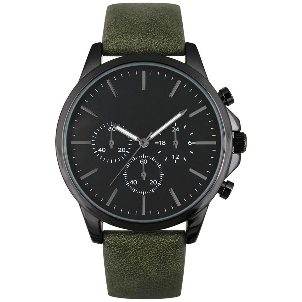 商品INC International|Men's Green Faux-Leather Strap Watch 42mm, Created for Macy's,价格¥282,第1张图片