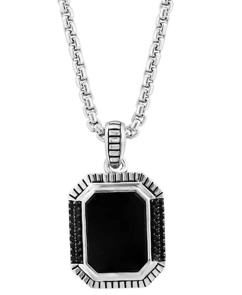 商品Effy|EFFY® Men's Onyx & Black Spinel 22" Pendant Necklace in Sterling Silver,价格¥2151,第1张图片