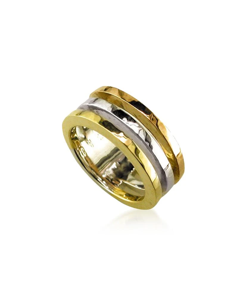 商品Torrini|Yellow Rose Gold and White Chiseled Gold 3 Round Ring,价格¥14403,第1张图片