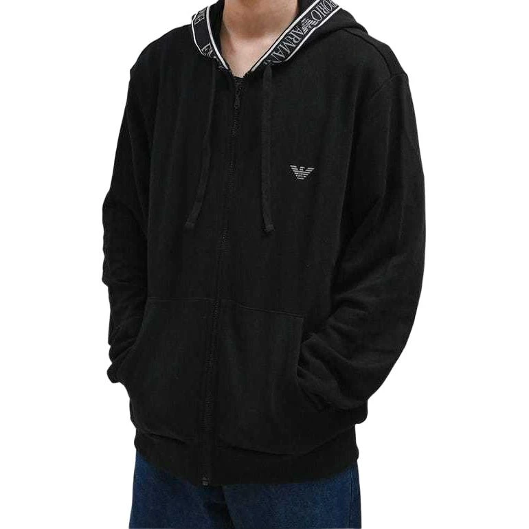 商品[国内直发] Emporio Armani|阿玛尼 字母品牌Logo图案连帽修身长袖夹克外套 男款 黑色,价格¥1873,第7张图片详细描述