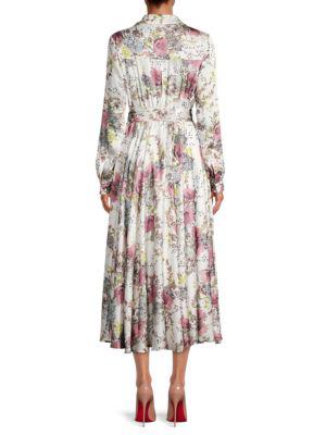 Floral Satin Maxi Shirt Dress商品第2张图片规格展示