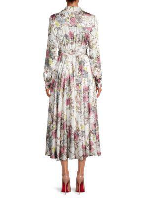 商品Tahari|Floral Satin Maxi Shirt Dress,价格¥1006,第4张图片详细描述