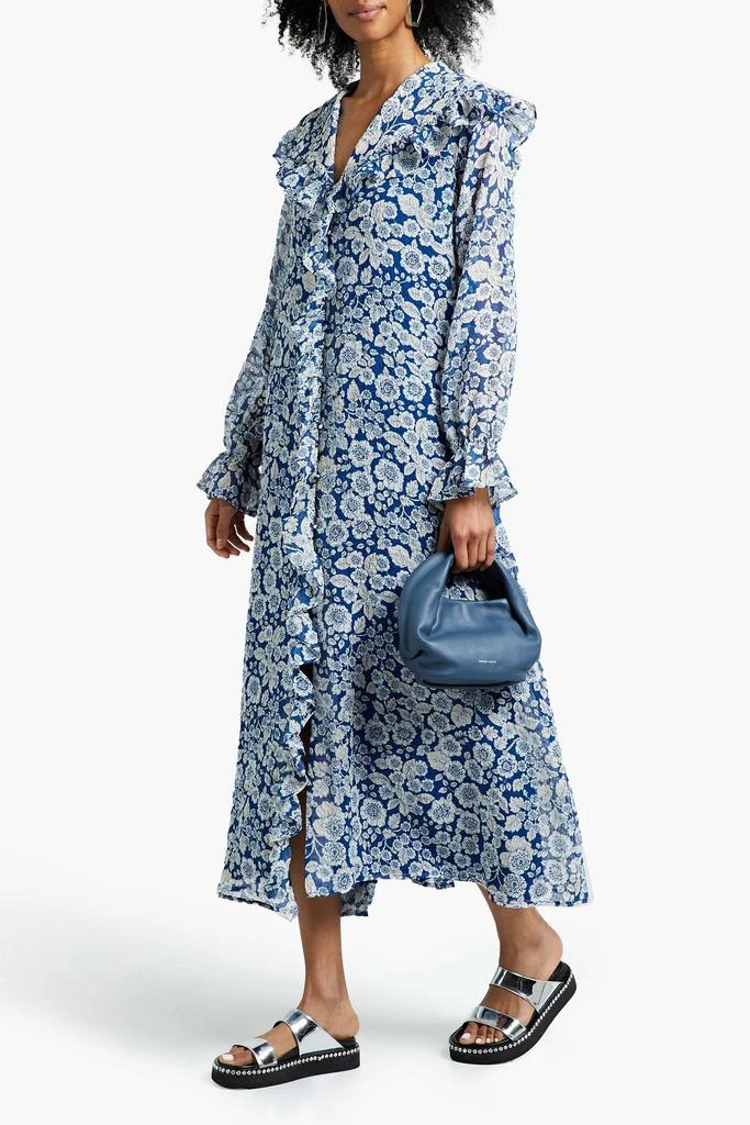 商品SAMSØE Φ SAMSØE|Jytta ruffle-trimmed floral-print crepon midi dress,价格¥840,第4张图片详细描述