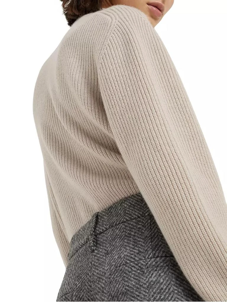 商品Brunello Cucinelli|Virgin Wool And Alpaca Chevron Loose Flared Trousers With Monili,价格¥19889,第4张图片详细描述