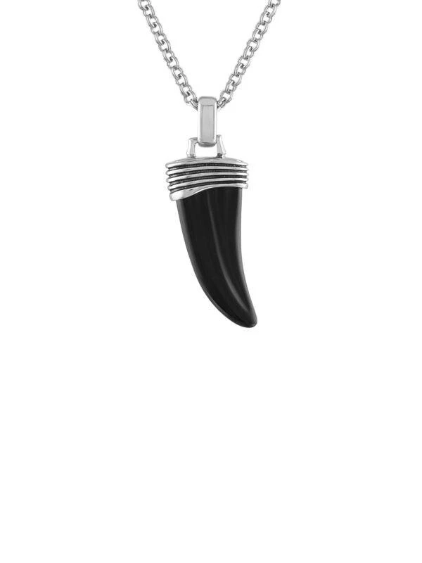 商品Esquire Men's Jewelry|Sterling Silver & Black Onyx Horn Pendant Necklace,价格¥715,第1张图片